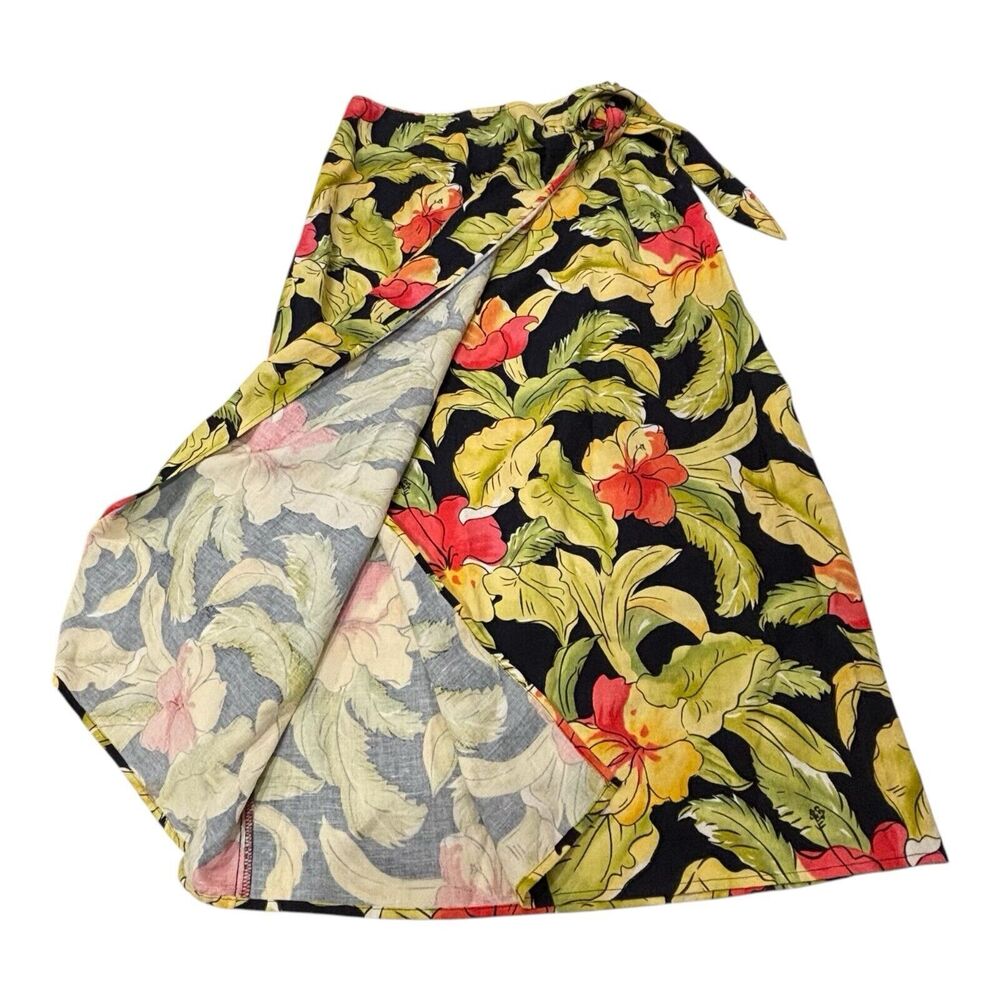 TALBOTS Women’s 10 Tropical Wrap Linen Blend Skirt Side Tie